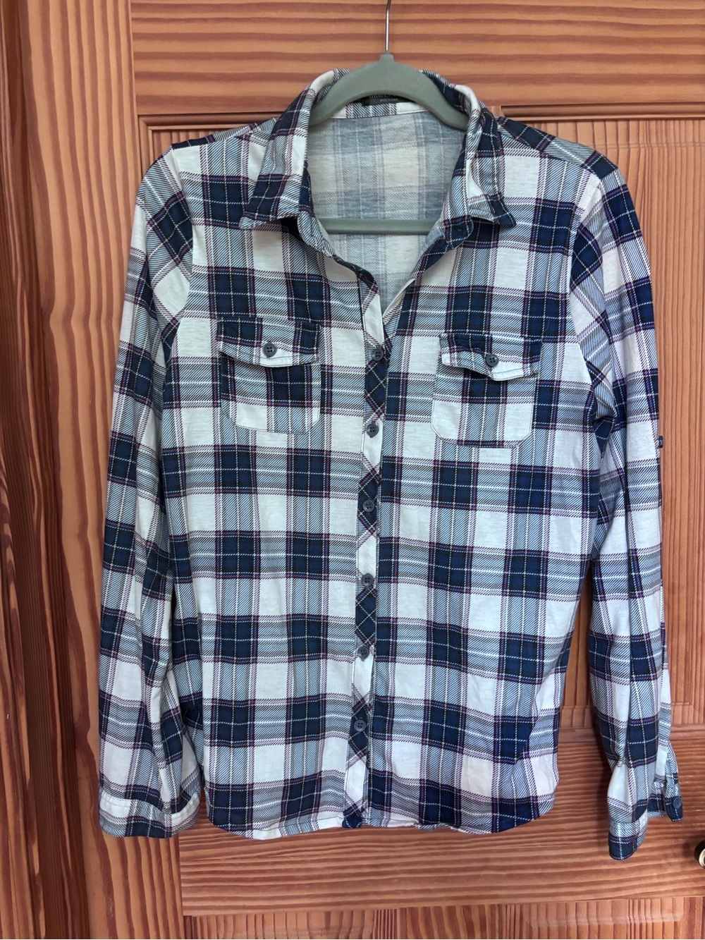 Classic Navy Plaid Button-Up Shirt